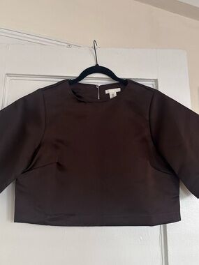 H&M Dark Brown Cropped Crewneck Top